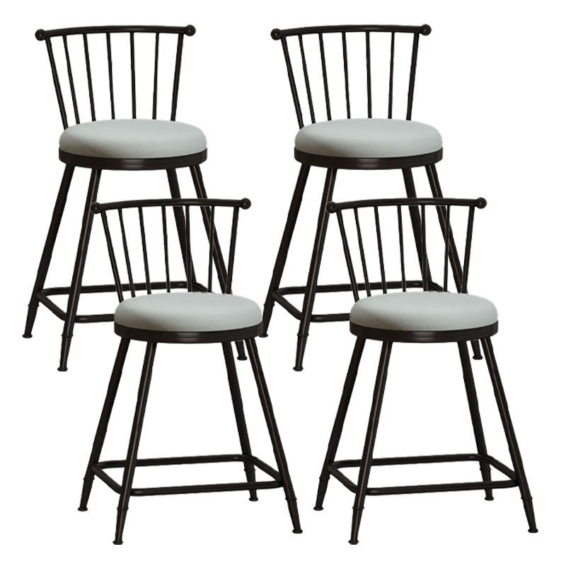 Industrial Armless Backrest Counter Stool Steel Bar Stool with Leather Cushion Gray 4 Piece Set Short Stool(22"H) Clearhalo 'Bar Furniture' 'Bar Stools' 'bar_stools' 'furn' 'furn_bar_stools' 'Furniture' 'furniture_bar_stools' 'Kitchen & Dining Furniture' 4910901