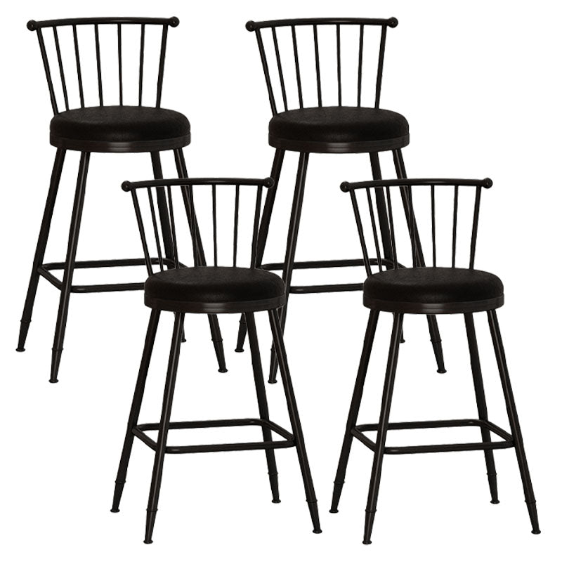 Industrial Armless Backrest Counter Stool Steel Bar Stool with Leather Cushion Black 4 Piece Set Counter Stool(26"H) Clearhalo 'Bar Furniture' 'Bar Stools' 'bar_stools' 'furn' 'furn_bar_stools' 'Furniture' 'furniture_bar_stools' 'Kitchen & Dining Furniture' 4910902