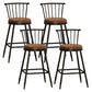 Industrial Armless Backrest Counter Stool Steel Bar Stool with Leather Cushion Brown 4 Piece Set Counter Stool(26"H) Clearhalo 'Bar Furniture' 'Bar Stools' 'bar_stools' 'furn' 'furn_bar_stools' 'Furniture' 'furniture_bar_stools' 'Kitchen & Dining Furniture' 4910903