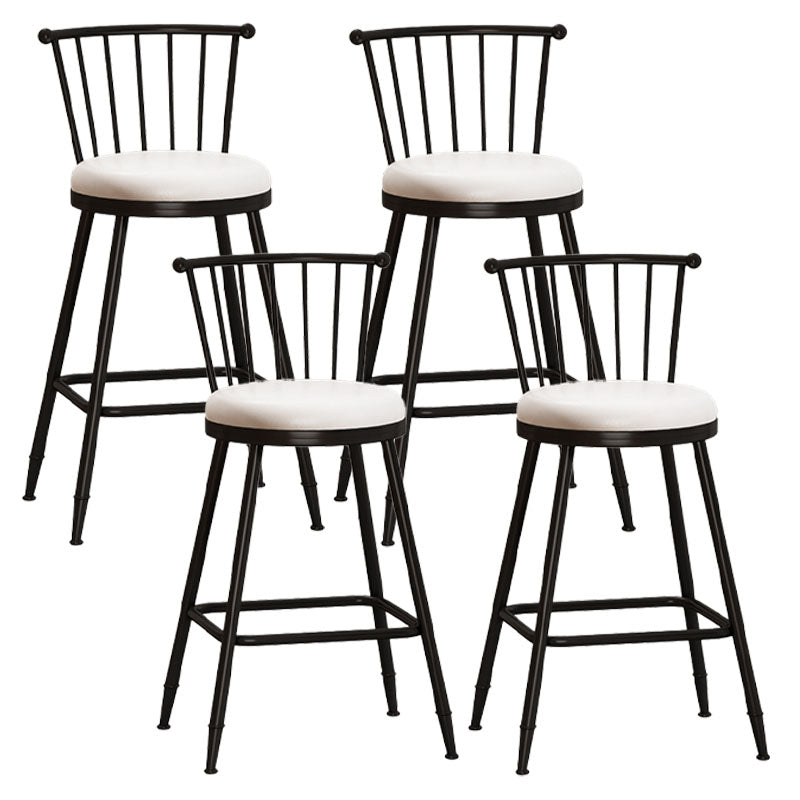 Industrial Armless Backrest Counter Stool Steel Bar Stool with Leather Cushion White 4 Piece Set Counter Stool(26"H) Clearhalo 'Bar Furniture' 'Bar Stools' 'bar_stools' 'furn' 'furn_bar_stools' 'Furniture' 'furniture_bar_stools' 'Kitchen & Dining Furniture' 4910904