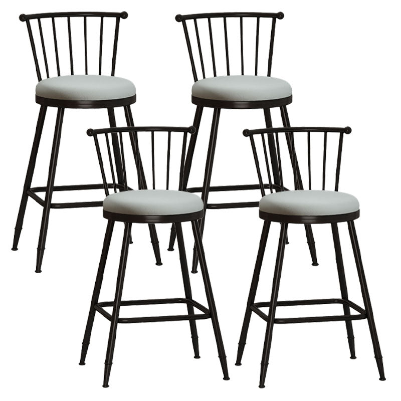 Industrial Armless Backrest Counter Stool Steel Bar Stool with Leather Cushion Gray 4 Piece Set Counter Stool(26"H) Clearhalo 'Bar Furniture' 'Bar Stools' 'bar_stools' 'furn' 'furn_bar_stools' 'Furniture' 'furniture_bar_stools' 'Kitchen & Dining Furniture' 4910905