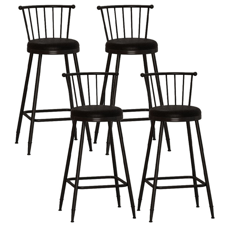Industrial Armless Backrest Counter Stool Steel Bar Stool with Leather Cushion Black 4 Piece Set Bar Stool(30"H) Clearhalo 'Bar Furniture' 'Bar Stools' 'bar_stools' 'furn' 'furn_bar_stools' 'Furniture' 'furniture_bar_stools' 'Kitchen & Dining Furniture' 4910906