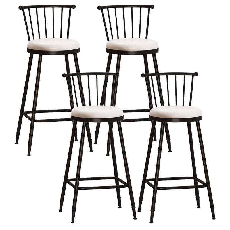 Industrial Armless Backrest Counter Stool Steel Bar Stool with Leather Cushion White 4 Piece Set Bar Stool(30"H) Clearhalo 'Bar Furniture' 'Bar Stools' 'bar_stools' 'furn' 'furn_bar_stools' 'Furniture' 'furniture_bar_stools' 'Kitchen & Dining Furniture' 4910908