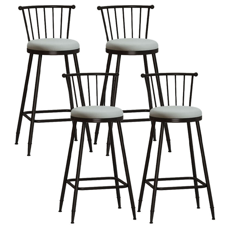 Industrial Armless Backrest Counter Stool Steel Bar Stool with Leather Cushion Gray 4 Piece Set Bar Stool(30"H) Clearhalo 'Bar Furniture' 'Bar Stools' 'bar_stools' 'furn' 'furn_bar_stools' 'Furniture' 'furniture_bar_stools' 'Kitchen & Dining Furniture' 4910909