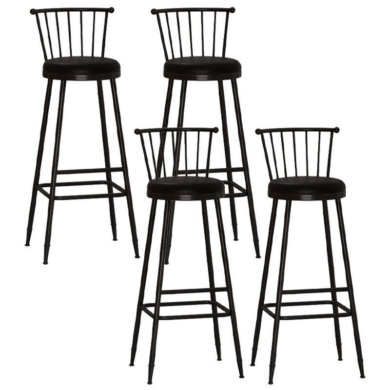 Industrial Armless Backrest Counter Stool Steel Bar Stool with Leather Cushion Black 4 Piece Set Bar Stool(33"H) Clearhalo 'Bar Furniture' 'Bar Stools' 'bar_stools' 'furn' 'furn_bar_stools' 'Furniture' 'furniture_bar_stools' 'Kitchen & Dining Furniture' 4910910