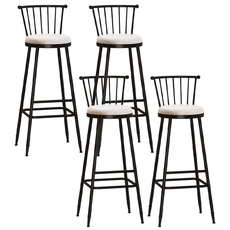 Industrial Armless Backrest Counter Stool Steel Bar Stool with Leather Cushion White 4 Piece Set Bar Stool(33"H) Clearhalo 'Bar Furniture' 'Bar Stools' 'bar_stools' 'furn' 'furn_bar_stools' 'Furniture' 'furniture_bar_stools' 'Kitchen & Dining Furniture' 4910912