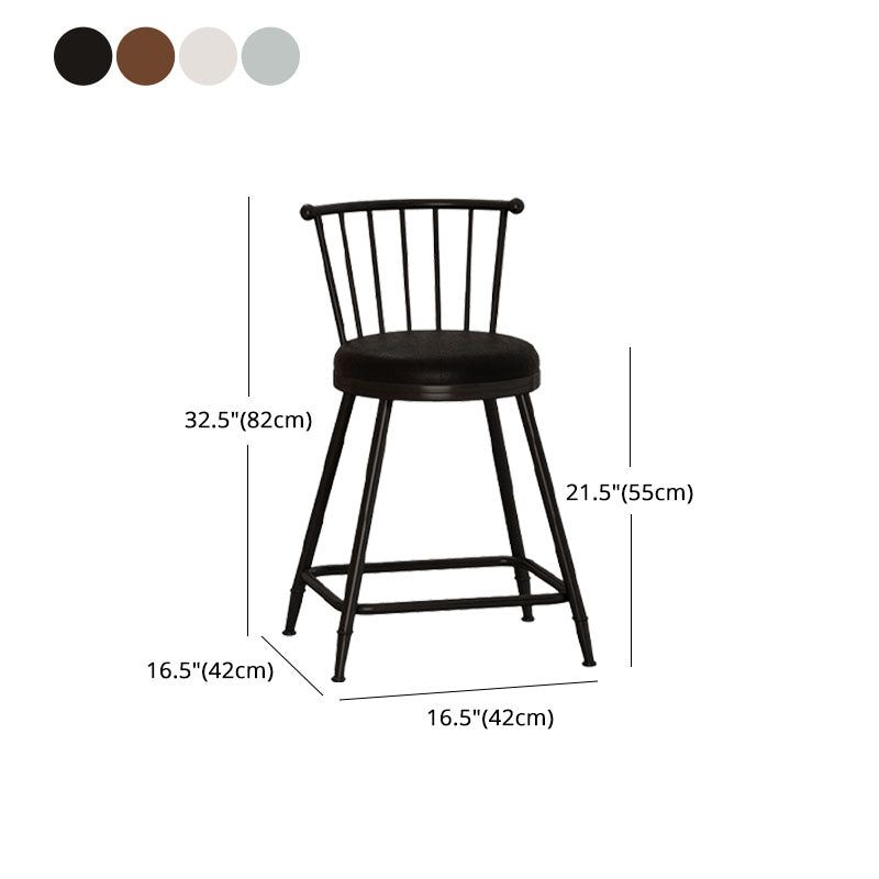 Industrial Armless Backrest Counter Stool Steel Bar Stool with Leather Cushion Clearhalo 'Bar Furniture' 'Bar Stools' 'bar_stools' 'furn' 'furn_bar_stools' 'Furniture' 'furniture_bar_stools' 'Kitchen & Dining Furniture' 4910915