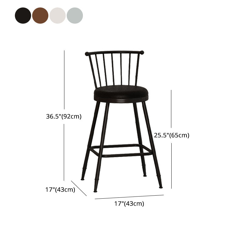 Industrial Armless Backrest Counter Stool Steel Bar Stool with Leather Cushion Clearhalo 'Bar Furniture' 'Bar Stools' 'bar_stools' 'furn' 'furn_bar_stools' 'Furniture' 'furniture_bar_stools' 'Kitchen & Dining Furniture' 4910916