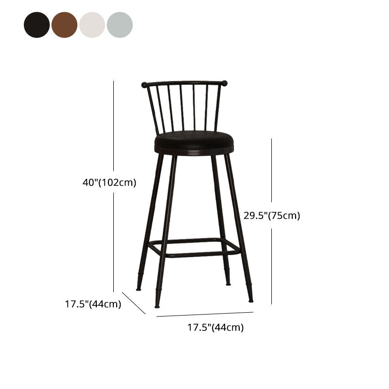 Industrial Armless Backrest Counter Stool Steel Bar Stool with Leather Cushion Clearhalo 'Bar Furniture' 'Bar Stools' 'bar_stools' 'furn' 'furn_bar_stools' 'Furniture' 'furniture_bar_stools' 'Kitchen & Dining Furniture' 4910917