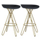Glam Footrest Plastic Barstool Matte Finish Restaurant Stool Black-Gold 2 Piece Set Clearhalo 'Bar Furniture' 'Bar Stools' 'bar_stools' 'furn' 'furn_bar_stools' 'Furniture' 'furniture_bar_stools' 'Kitchen & Dining Furniture' 4910920