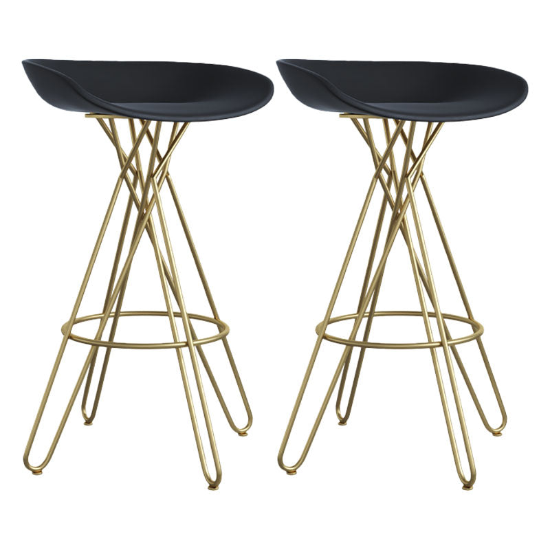 Glam Footrest Plastic Barstool Matte Finish Restaurant Stool Black-Gold 2 Piece Set Clearhalo 'Bar Furniture' 'Bar Stools' 'bar_stools' 'furn' 'furn_bar_stools' 'Furniture' 'furniture_bar_stools' 'Kitchen & Dining Furniture' 4910920