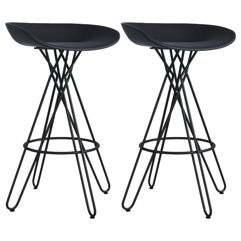 Glam Footrest Plastic Barstool Matte Finish Restaurant Stool Black 2 Piece Set Clearhalo 'Bar Furniture' 'Bar Stools' 'bar_stools' 'furn' 'furn_bar_stools' 'Furniture' 'furniture_bar_stools' 'Kitchen & Dining Furniture' 4910927