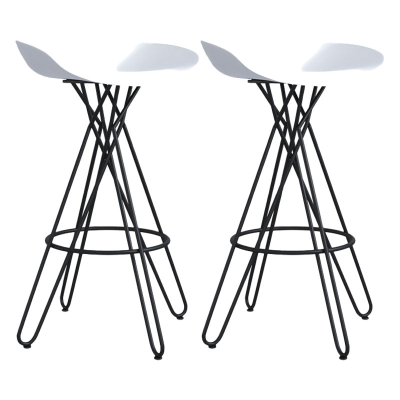 Glam Footrest Plastic Barstool Matte Finish Restaurant Stool Black-White 2 Piece Set Clearhalo 'Bar Furniture' 'Bar Stools' 'bar_stools' 'furn' 'furn_bar_stools' 'Furniture' 'furniture_bar_stools' 'Kitchen & Dining Furniture' 4910929