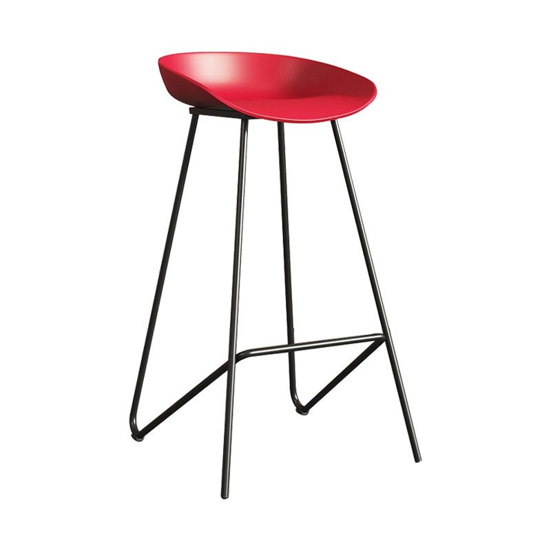 Contemporary Restaurant Footrest Barstool Matte Finish Plastic Stool Red 1 Piece Clearhalo 'Bar Furniture' 'Bar Stools' 'bar_stools' 'furn' 'furn_bar_stools' 'Furniture' 'furniture_bar_stools' 'Kitchen & Dining Furniture' 4910941