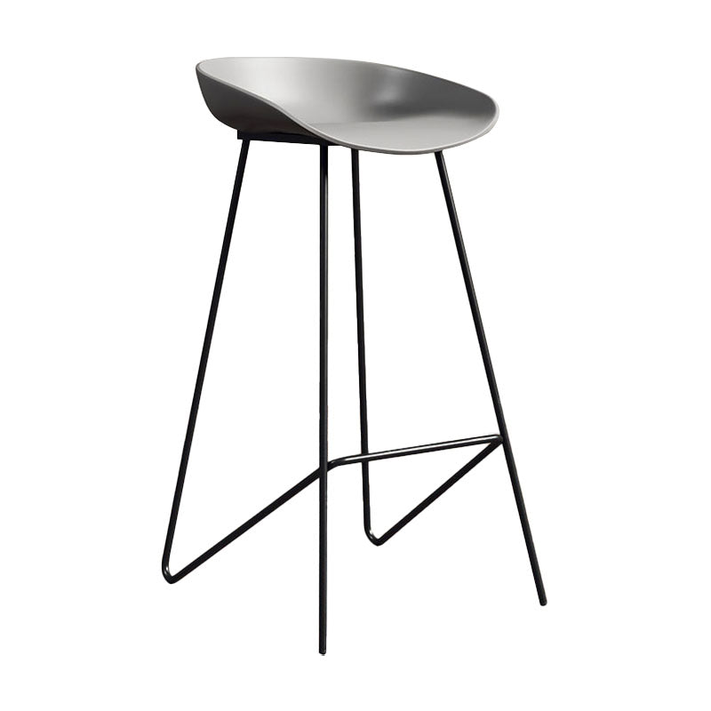 Contemporary Restaurant Footrest Barstool Matte Finish Plastic Stool Grey 1 Piece Clearhalo 'Bar Furniture' 'Bar Stools' 'bar_stools' 'furn' 'furn_bar_stools' 'Furniture' 'furniture_bar_stools' 'Kitchen & Dining Furniture' 4910942