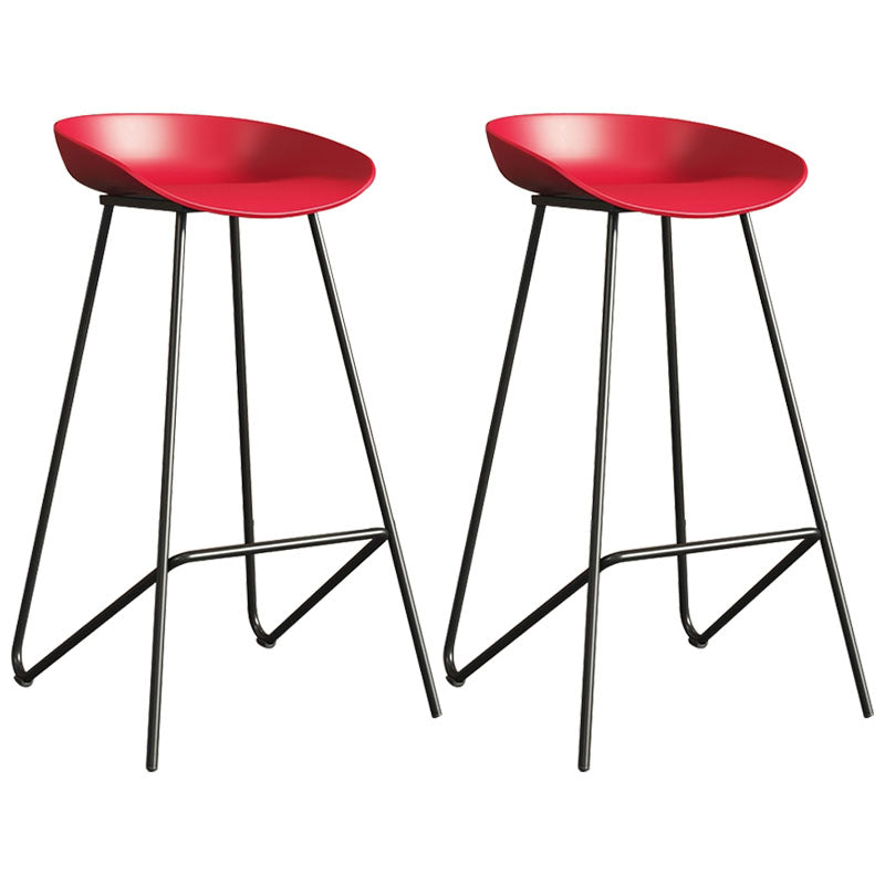 Contemporary Restaurant Footrest Barstool Matte Finish Plastic Stool Red 2 Piece Set Clearhalo 'Bar Furniture' 'Bar Stools' 'bar_stools' 'furn' 'furn_bar_stools' 'Furniture' 'furniture_bar_stools' 'Kitchen & Dining Furniture' 4910948