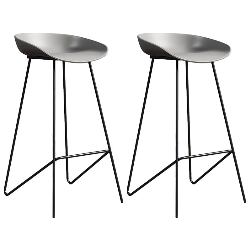 Contemporary Restaurant Footrest Barstool Matte Finish Plastic Stool Grey 2 Piece Set Clearhalo 'Bar Furniture' 'Bar Stools' 'bar_stools' 'furn' 'furn_bar_stools' 'Furniture' 'furniture_bar_stools' 'Kitchen & Dining Furniture' 4910950