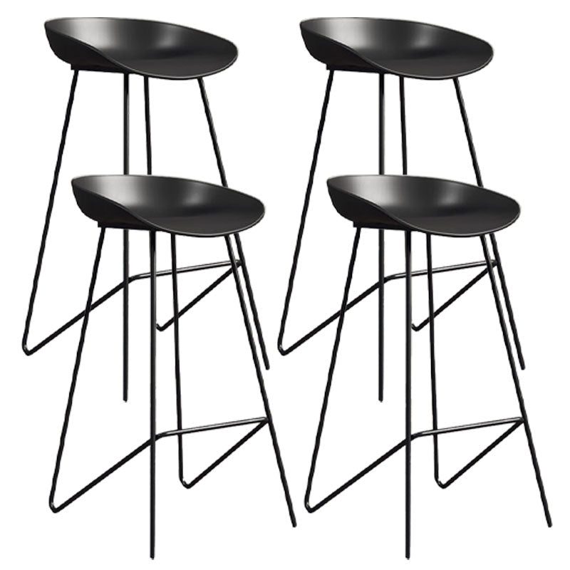 Contemporary Restaurant Footrest Barstool Matte Finish Plastic Stool Black 4 Piece Set Clearhalo 'Bar Furniture' 'Bar Stools' 'bar_stools' 'furn' 'furn_bar_stools' 'Furniture' 'furniture_bar_stools' 'Kitchen & Dining Furniture' 4910952