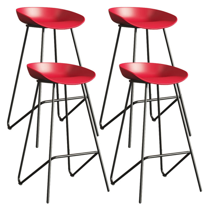 Contemporary Restaurant Footrest Barstool Matte Finish Plastic Stool Red 4 Piece Set Clearhalo 'Bar Furniture' 'Bar Stools' 'bar_stools' 'furn' 'furn_bar_stools' 'Furniture' 'furniture_bar_stools' 'Kitchen & Dining Furniture' 4910955