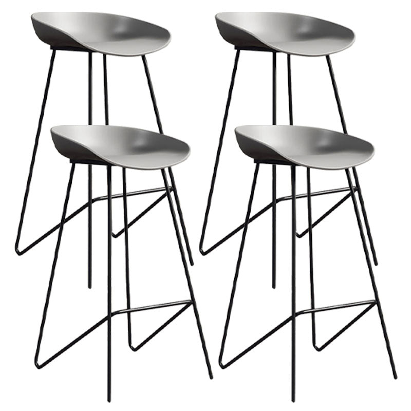 Contemporary Restaurant Footrest Barstool Matte Finish Plastic Stool Grey 4 Piece Set Clearhalo 'Bar Furniture' 'Bar Stools' 'bar_stools' 'furn' 'furn_bar_stools' 'Furniture' 'furniture_bar_stools' 'Kitchen & Dining Furniture' 4910956