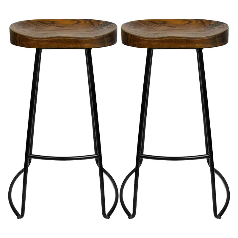 Contemporary Solid Wood Matte Finish Barstool Footrest Backless Stool Dark Brown 2 Piece Set Clearhalo 'Bar Furniture' 'Bar Stools' 'bar_stools' 'furn' 'furn_bar_stools' 'Furniture' 'furniture_bar_stools' 'Kitchen & Dining Furniture' 4910961