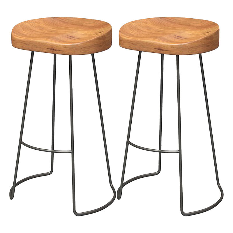 Contemporary Solid Wood Matte Finish Barstool Footrest Backless Stool Light Brown 2 Piece Set Clearhalo 'Bar Furniture' 'Bar Stools' 'bar_stools' 'furn' 'furn_bar_stools' 'Furniture' 'furniture_bar_stools' 'Kitchen & Dining Furniture' 4910965