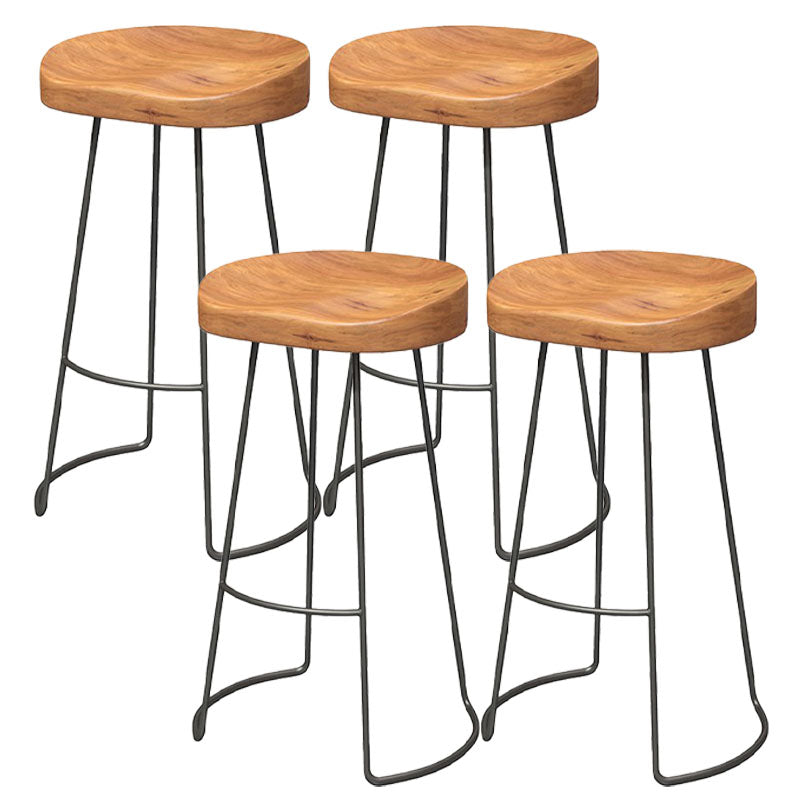 Contemporary Solid Wood Matte Finish Barstool Footrest Backless Stool Light Brown 4 Piece Set Clearhalo 'Bar Furniture' 'Bar Stools' 'bar_stools' 'furn' 'furn_bar_stools' 'Furniture' 'furniture_bar_stools' 'Kitchen & Dining Furniture' 4910976