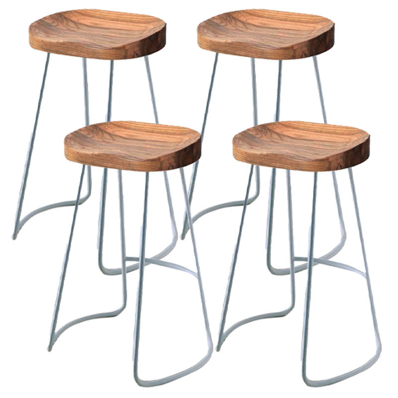 Contemporary Solid Wood Matte Finish Barstool Footrest Backless Stool Brown 4 Piece Set Clearhalo 'Bar Furniture' 'Bar Stools' 'bar_stools' 'furn' 'furn_bar_stools' 'Furniture' 'furniture_bar_stools' 'Kitchen & Dining Furniture' 4910977