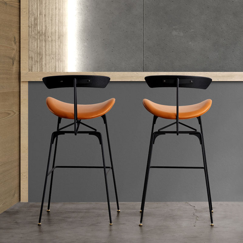 Industrial Matte Finish Leather Barstool Footrest Home Stool Clearhalo 'Bar Furniture' 'Bar Stools' 'bar_stools' 'furn' 'furn_bar_stools' 'Furniture' 'furniture_bar_stools' 'Kitchen & Dining Furniture' 4911015