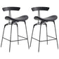 Industrial Matte Finish Leather Barstool Footrest Home Stool Black 2 Piece Set Counter Stool(26"H) Clearhalo 'Bar Furniture' 'Bar Stools' 'bar_stools' 'furn' 'furn_bar_stools' 'Furniture' 'furniture_bar_stools' 'Kitchen & Dining Furniture' 4911016