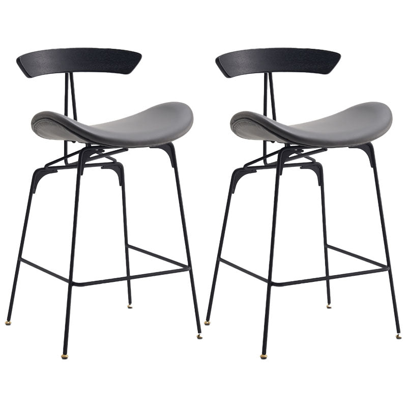 Industrial Matte Finish Leather Barstool Footrest Home Stool Grey 2 Piece Set Counter Stool(26"H) Clearhalo 'Bar Furniture' 'Bar Stools' 'bar_stools' 'furn' 'furn_bar_stools' 'Furniture' 'furniture_bar_stools' 'Kitchen & Dining Furniture' 4911018