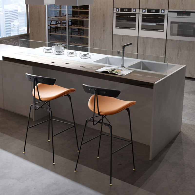 Industrial Matte Finish Leather Barstool Footrest Home Stool Clearhalo 'Bar Furniture' 'Bar Stools' 'bar_stools' 'furn' 'furn_bar_stools' 'Furniture' 'furniture_bar_stools' 'Kitchen & Dining Furniture' 4911019