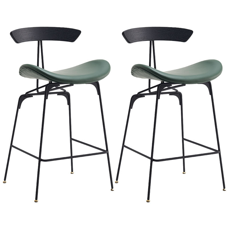 Industrial Matte Finish Leather Barstool Footrest Home Stool Green 2 Piece Set Counter Stool(26"H) Clearhalo 'Bar Furniture' 'Bar Stools' 'bar_stools' 'furn' 'furn_bar_stools' 'Furniture' 'furniture_bar_stools' 'Kitchen & Dining Furniture' 4911020