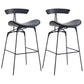 Industrial Matte Finish Leather Barstool Footrest Home Stool Black 2 Piece Set Bar Stool(30"H) Clearhalo 'Bar Furniture' 'Bar Stools' 'bar_stools' 'furn' 'furn_bar_stools' 'Furniture' 'furniture_bar_stools' 'Kitchen & Dining Furniture' 4911023