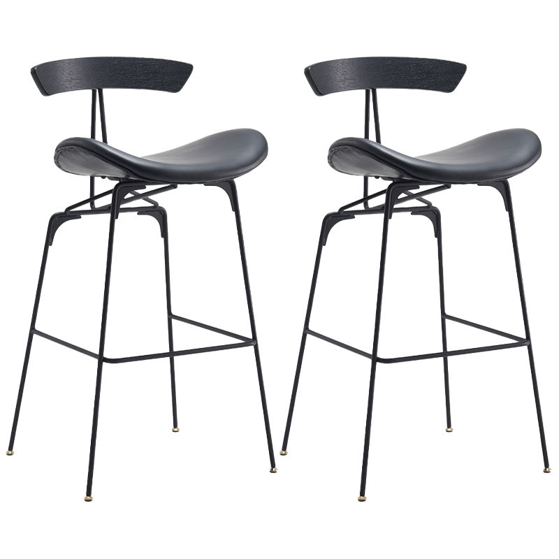 Industrial Matte Finish Leather Barstool Footrest Home Stool Black 2 Piece Set Bar Stool(30"H) Clearhalo 'Bar Furniture' 'Bar Stools' 'bar_stools' 'furn' 'furn_bar_stools' 'Furniture' 'furniture_bar_stools' 'Kitchen & Dining Furniture' 4911023
