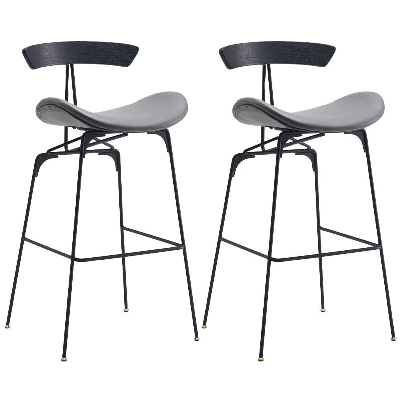 Industrial Matte Finish Leather Barstool Footrest Home Stool Grey 2 Piece Set Bar Stool(30"H) Clearhalo 'Bar Furniture' 'Bar Stools' 'bar_stools' 'furn' 'furn_bar_stools' 'Furniture' 'furniture_bar_stools' 'Kitchen & Dining Furniture' 4911025