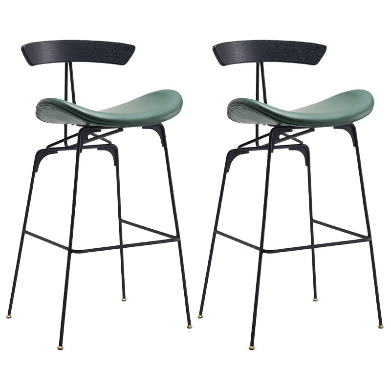 Industrial Matte Finish Leather Barstool Footrest Home Stool Green 2 Piece Set Bar Stool(30"H) Clearhalo 'Bar Furniture' 'Bar Stools' 'bar_stools' 'furn' 'furn_bar_stools' 'Furniture' 'furniture_bar_stools' 'Kitchen & Dining Furniture' 4911027