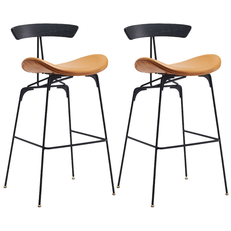Industrial Matte Finish Leather Barstool Footrest Home Stool Brown 2 Piece Set Bar Stool(30"H) Clearhalo 'Bar Furniture' 'Bar Stools' 'bar_stools' 'furn' 'furn_bar_stools' 'Furniture' 'furniture_bar_stools' 'Kitchen & Dining Furniture' 4911029