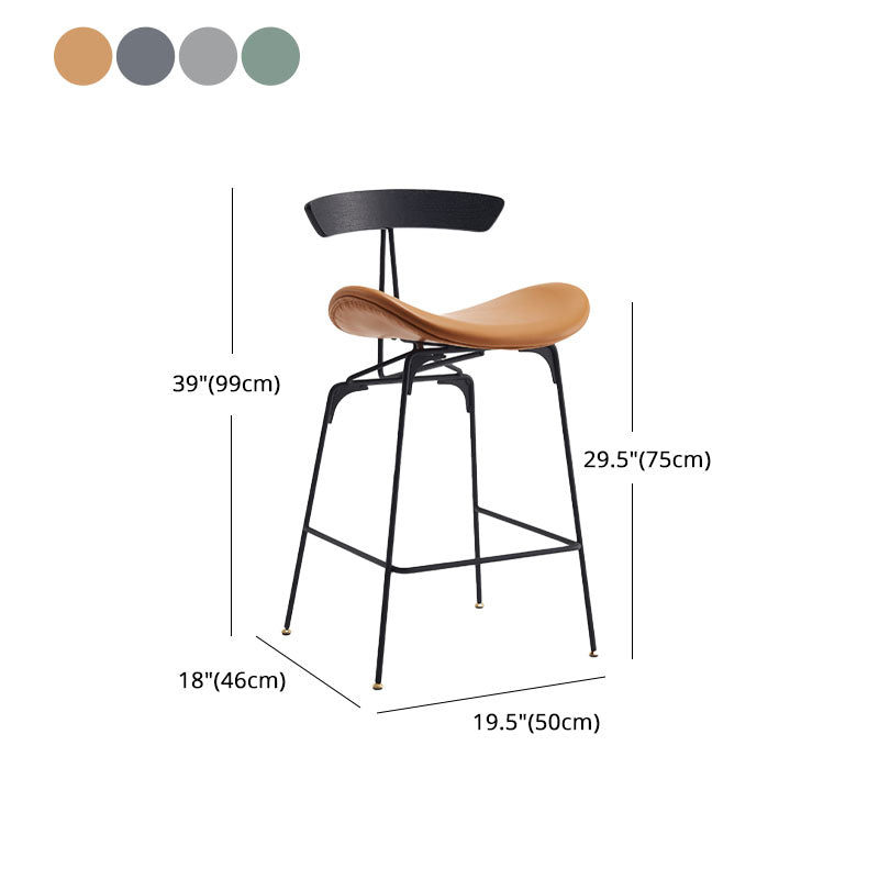 Industrial Matte Finish Leather Barstool Footrest Home Stool Clearhalo 'Bar Furniture' 'Bar Stools' 'bar_stools' 'furn' 'furn_bar_stools' 'Furniture' 'furniture_bar_stools' 'Kitchen & Dining Furniture' 4911037