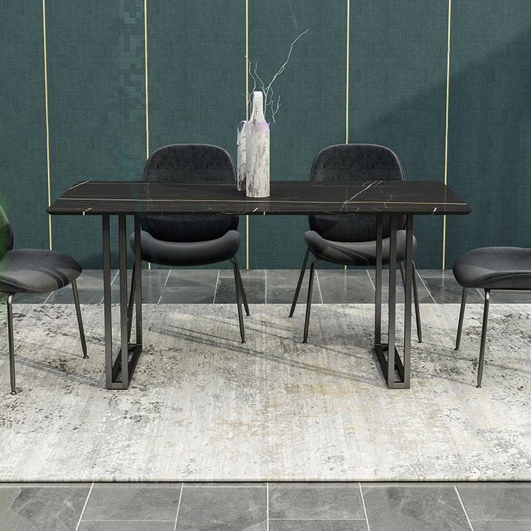 Modern 1/5/7 Pieces Dining Set Sintered Stone Dining Table with Leather Chairs Clearhalo 'Dining Room Sets' 'Dining Tables & Seating' 'dining_room_set' 'furn' 'furn_dining_room_set' 'Furniture' 'furniture_dining_room_set' 'Kitchen & Dining Furniture' 4911041
