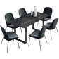 Modern 1/5/7 Pieces Dining Set Sintered Stone Dining Table with Leather Chairs 7 Pieces: Table, 6 Chairs Clearhalo 'Dining Room Sets' 'Dining Tables & Seating' 'dining_room_set' 'furn' 'furn_dining_room_set' 'Furniture' 'furniture_dining_room_set' 'Kitchen & Dining Furniture' 4911044