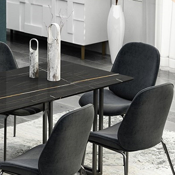Modern 1/5/7 Pieces Dining Set Sintered Stone Dining Table with Leather Chairs Clearhalo 'Dining Room Sets' 'Dining Tables & Seating' 'dining_room_set' 'furn' 'furn_dining_room_set' 'Furniture' 'furniture_dining_room_set' 'Kitchen & Dining Furniture' 4911046