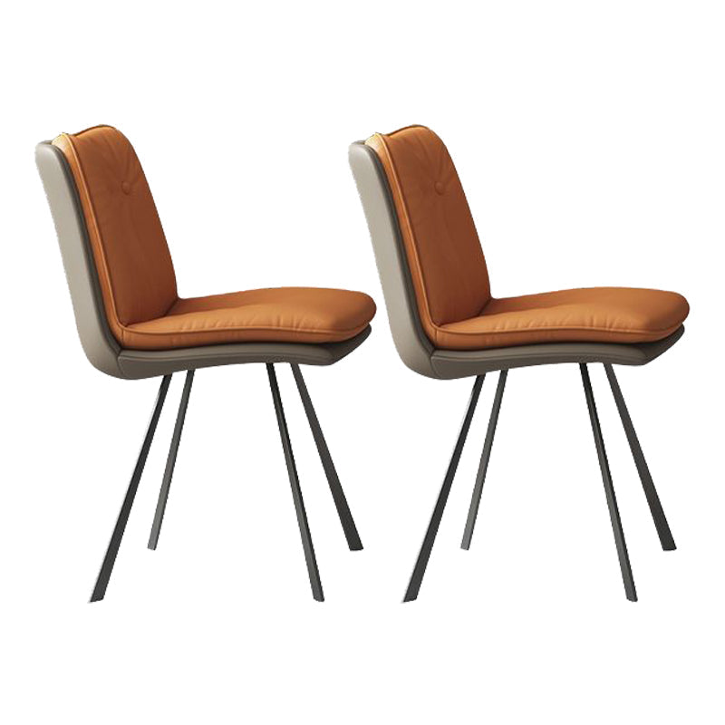 1/4/5/7 Pieces Dining Chairs Set Sintered Stone Table Set Rectangle Table 2 Orange Chairs Clearhalo 'Dining Room Sets' 'Dining Tables & Seating' 'dining_room_set' 'furn' 'furn_dining_room_set' 'Furniture' 'furniture_dining_room_set' 'Kitchen & Dining Furniture' 4911073