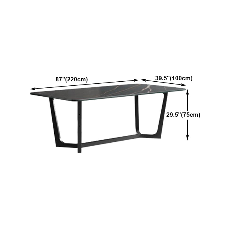 Modern 1/4/5/7 Pieces Rectangle Dining Set Sintered Stone Dining Table with Leather Chairs Clearhalo 'Dining Room Sets' 'Dining Tables & Seating' 'dining_room_set' 'furn' 'furn_dining_room_set' 'Furniture' 'furniture_dining_room_set' 'Kitchen & Dining Furniture' 4911104