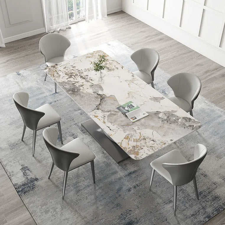 1/4/5/7/8 Pieces Modern Dining Room Set Rectangle Table Dining Set 7 Pieces: Table, 6 Chairs Clearhalo 'Dining Room Sets' 'Dining Tables & Seating' 'dining_room_set' 'furn' 'furn_dining_room_set' 'Furniture' 'furniture_dining_room_set' 'Kitchen & Dining Furniture' 4911105