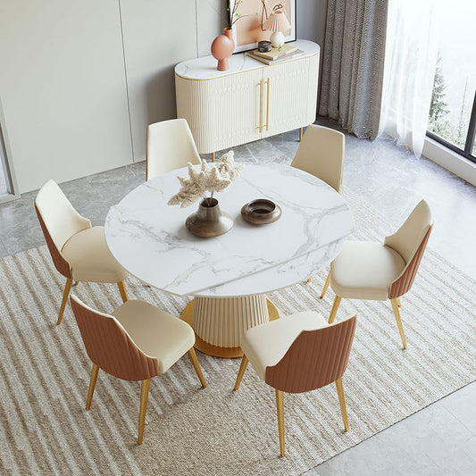 Nordic Style 1/4/5/7 Pieces Dining Sintered Stone Dining Table Set for Kitchen Clearhalo 'Dining Room Sets' 'Dining Tables & Seating' 'dining_room_set' 'furn' 'furn_dining_room_set' 'Furniture' 'furniture_dining_room_set' 'Kitchen & Dining Furniture' 4911135