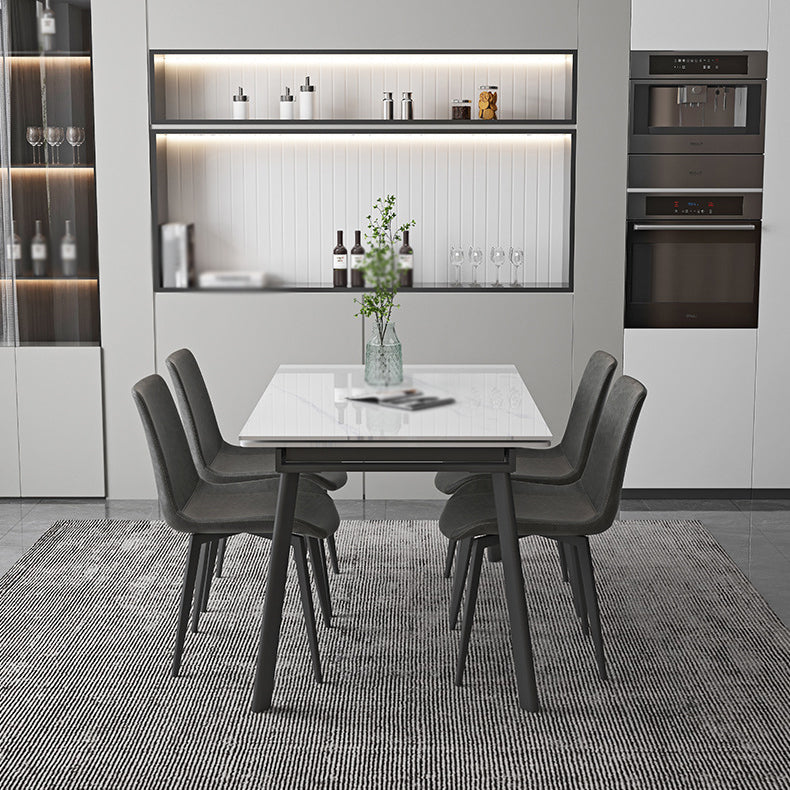 Modern 1/4/5/7 Pieces Dining Furniture Set Sintered Stone Dining Table Furniture 5 Pieces: Table, 4 Grey Chairs Clearhalo 'Dining Room Sets' 'Dining Tables & Seating' 'dining_room_set' 'furn' 'furn_dining_room_set' 'Furniture' 'furniture_dining_room_set' 'Kitchen & Dining Furniture' 4911215