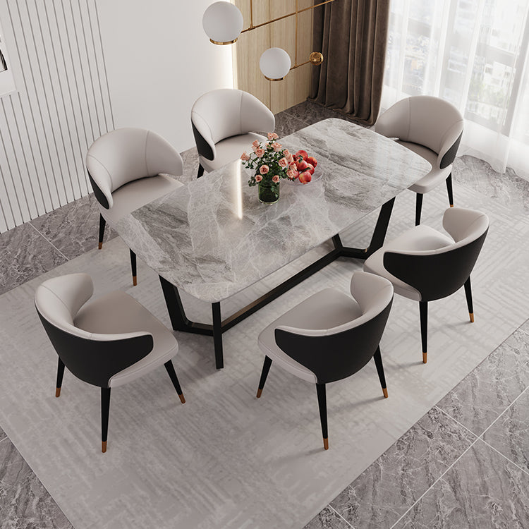 1/5/6/7 Pieces Sintered Stone Dining Table Set Rectangular Dining Room Table Clearhalo 'Dining Room Sets' 'Dining Tables & Seating' 'dining_room_set' 'furn' 'furn_dining_room_set' 'Furniture' 'furniture_dining_room_set' 'Kitchen & Dining Furniture' 4911233