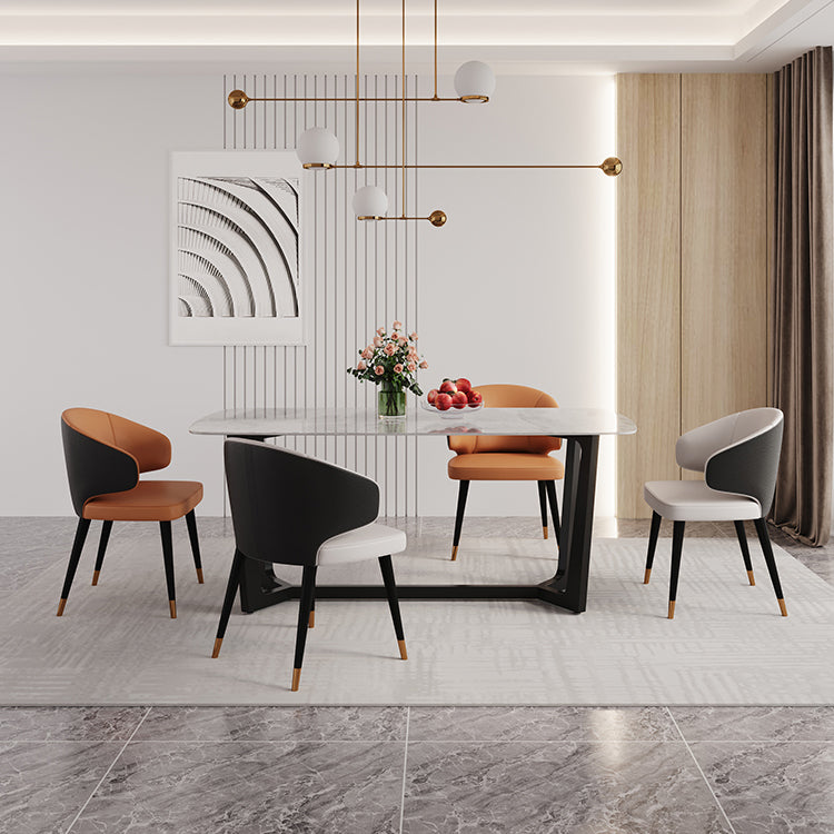 1/5/6/7 Pieces Sintered Stone Dining Table Set Rectangular Dining Room Table Clearhalo 'Dining Room Sets' 'Dining Tables & Seating' 'dining_room_set' 'furn' 'furn_dining_room_set' 'Furniture' 'furniture_dining_room_set' 'Kitchen & Dining Furniture' 4911235