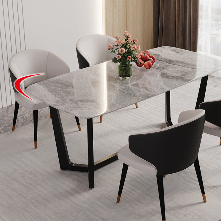 1/5/6/7 Pieces Sintered Stone Dining Table Set Rectangular Dining Room Table Clearhalo 'Dining Room Sets' 'Dining Tables & Seating' 'dining_room_set' 'furn' 'furn_dining_room_set' 'Furniture' 'furniture_dining_room_set' 'Kitchen & Dining Furniture' 4911241